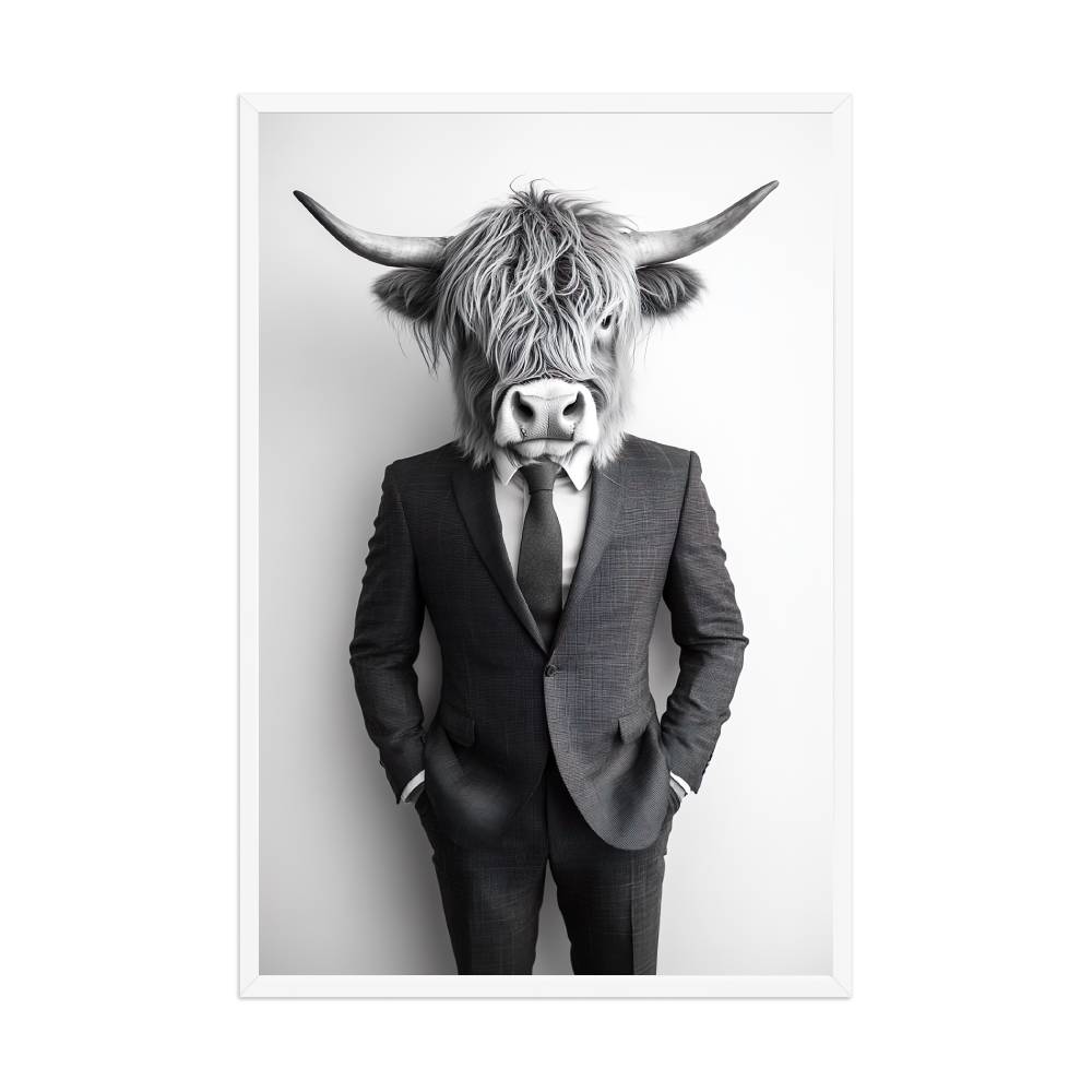 Highland Cow Wearing Suit